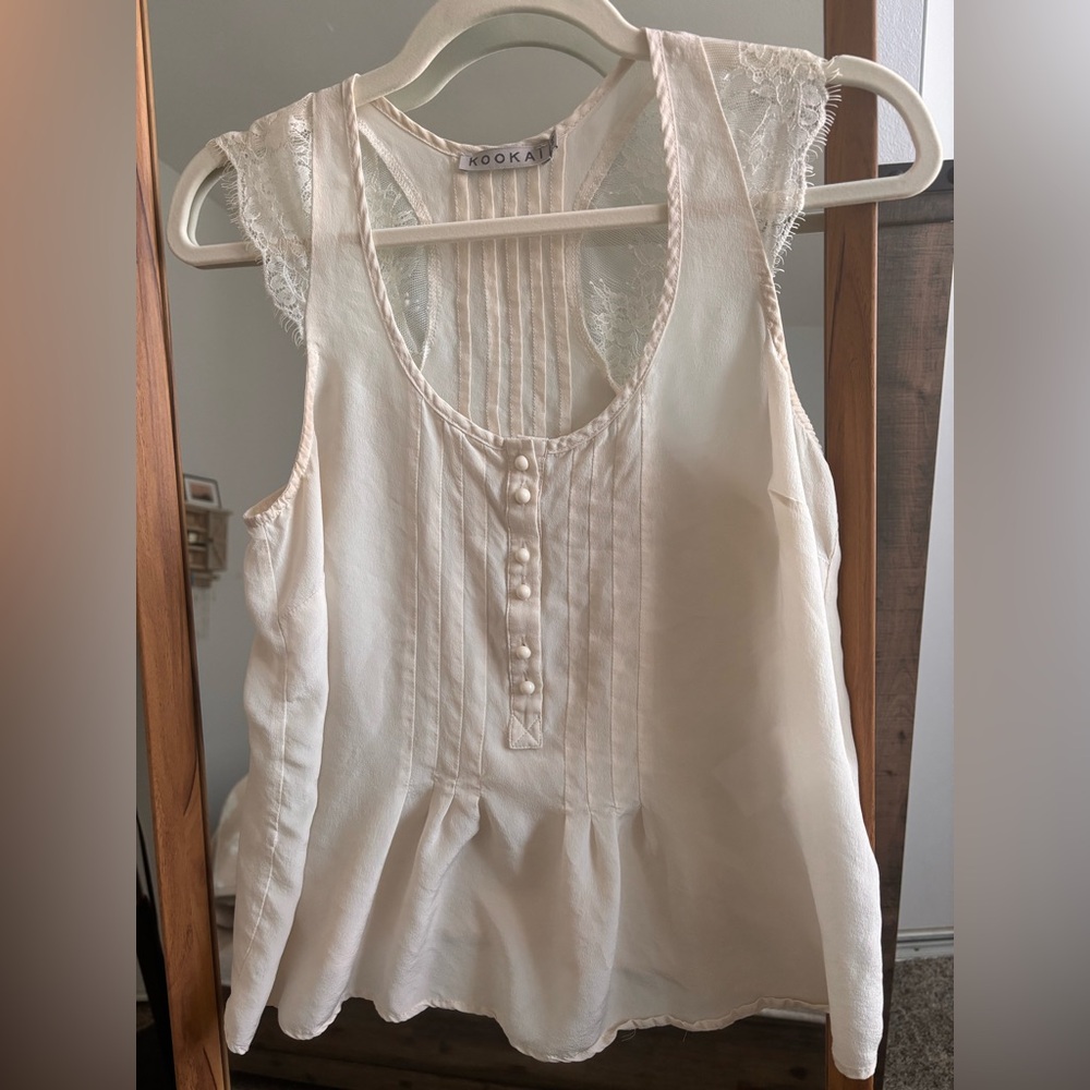 Kookai Silk Lace-Trim Pleated Camisole